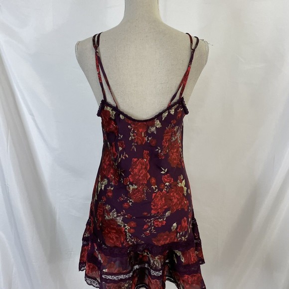Intimately Free People Dress Satine Red Floral Lace Satin Slip Womens SMALL - Picture 5 of 6